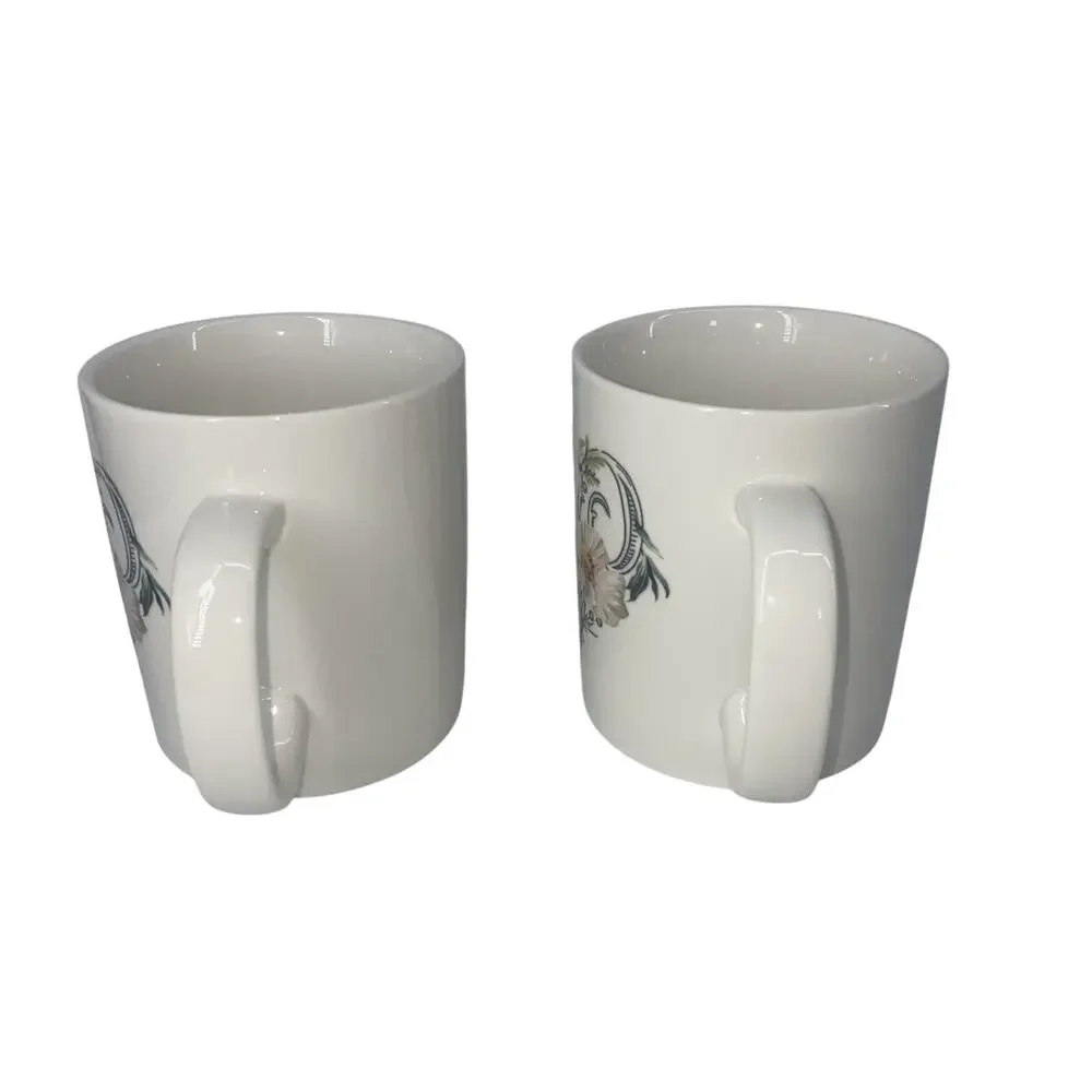 2 Mugs Monique Lhuillier Pottery Barn Tuileries Coffee Initial W Floral